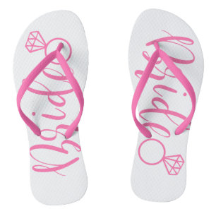 Cute pink wedding party bride flip flops