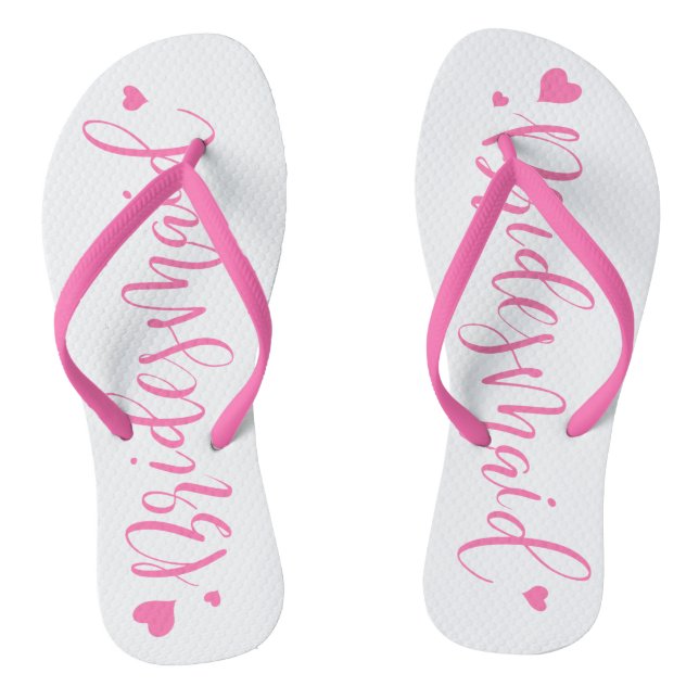 Cute pink wedding party bridesmaid flip flops (Footbed)