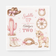 Cute Pink Western Cowgirl Horse Birthday