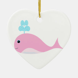 Cute Pink Whale Ceramic Tree Decoration