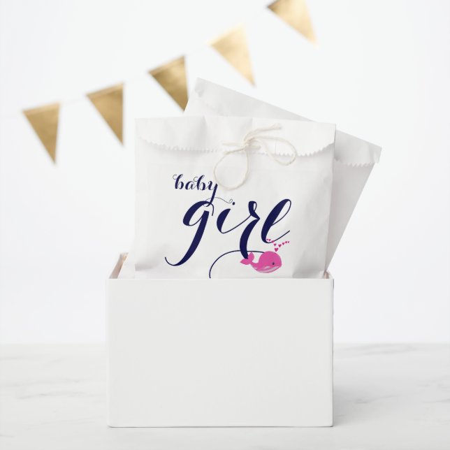 Cute pink whale ocean Thank You Baby Girl Shower Favour Bags (Party)