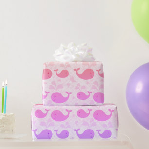 Cute Pink Whales Pattern Wrapping Paper