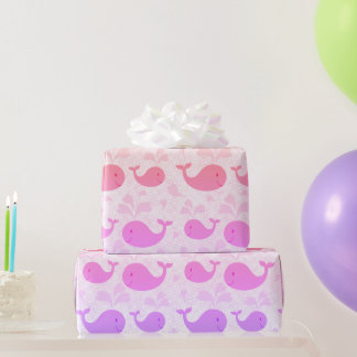 Cute Pink Whales Pattern Wrapping Paper