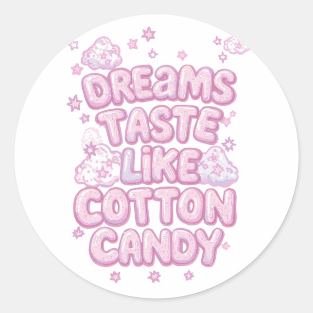 Cute Pink Whimsical Dreamer Typography Classic Round Sticker (Front)