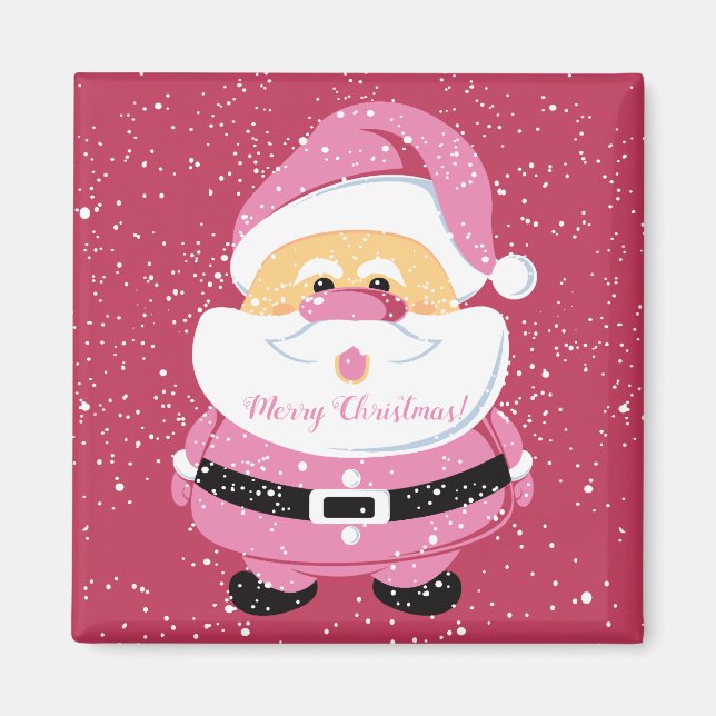 Cute pink whimsical Santa Claus Christmas magenta Magnet (Front)
