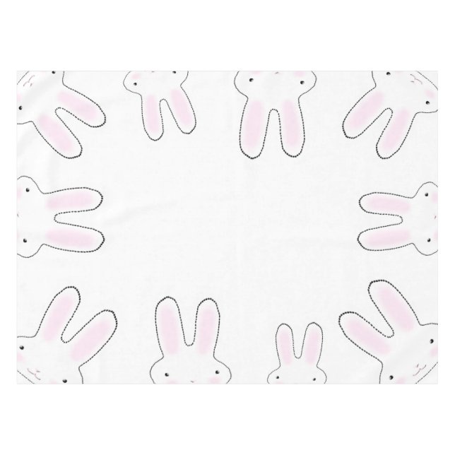 Cute pink white bunny bunnies modern fun tablecloth (Front (Horizontal))