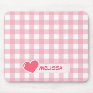 Cute Pink & White Chequerboard Custom Mouse Mat
