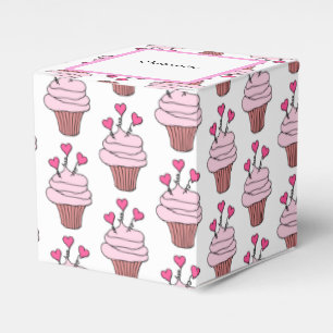 Cute Pink & White Cupcakes Cube 2 Favour Box