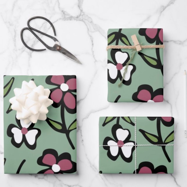 cute Pink white flowers pattern Wrapping Paper Sheet (Creator Uploaded)