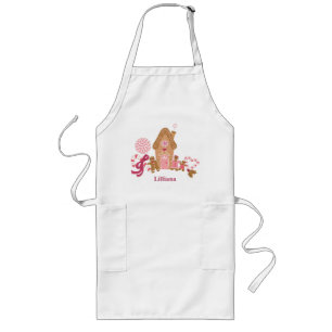 Cute Pink White Gingerbread Candy Adult Apron