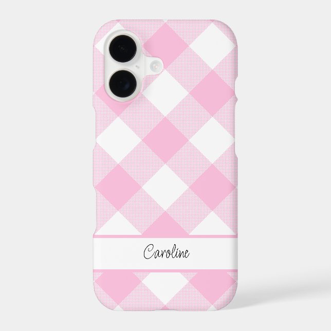Cute Pink White Gingham Plaid Pattern (Back)