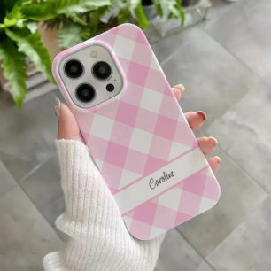 Cute Pink White Gingham Plaid Pattern
