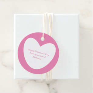 Cute pink white heart classroom Valentine's Day Favour Tags