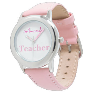 Cute Pink White Nurse Personalised Name Watch