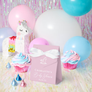 Cute Pink White Rocking Horse Baby Shower Favour Box