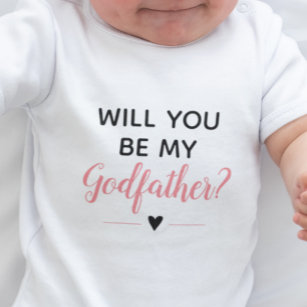 Cute Pink Will You Be My Godfather Proposal Baby Bodysuit