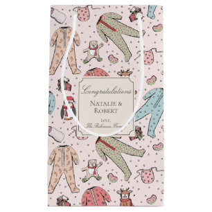 Cute Pink Winter Baby Shower Custom Small Gift Bag