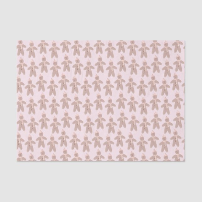 Cute pink winter gingerbread men tissue paper (Front)