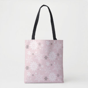 Cute Pink Winter Snowflake Holiday Season Tote Bag