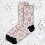 Cute Pink Winter Snowman Christmas Socks<br><div class="desc">Cute Pink Christmas snowman and snowflake pattern decorates these holiday socks. they make a great stocking stuffer for a girl. Designed for you by Blackberry Boulevard.</div>