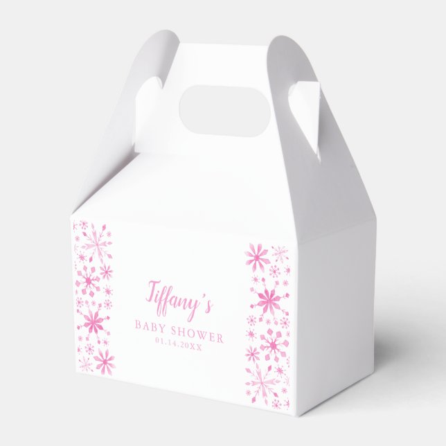 Cute Pink Winter Wonderland Baby Shower Favour Box (Front Side)