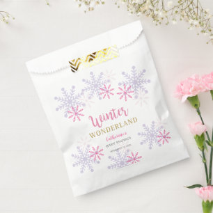 Cute Pink Winter Wonderland Baby Shower Snowflakes Favour Bags
