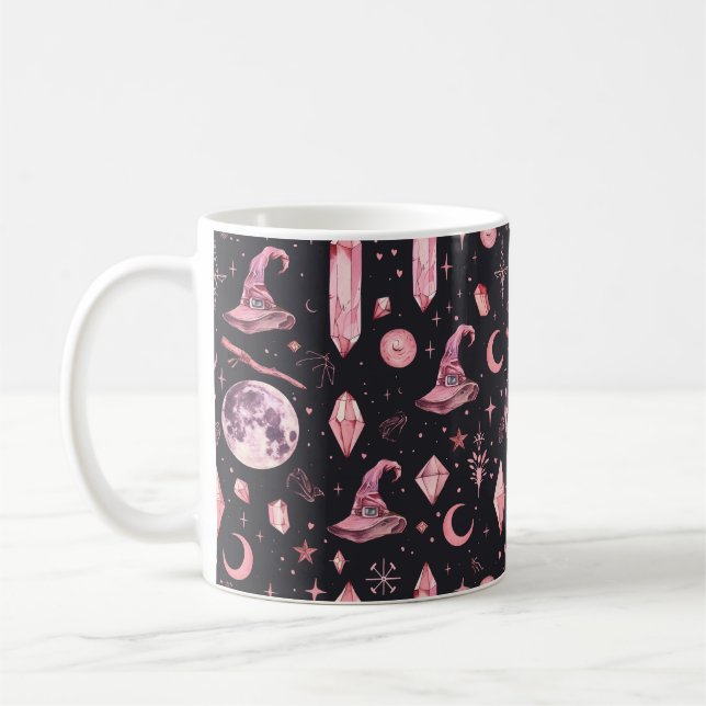 Cute Pink Witchy  Coffee Mug (Left)