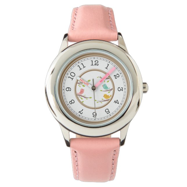Cute pink with birds watch (Front)