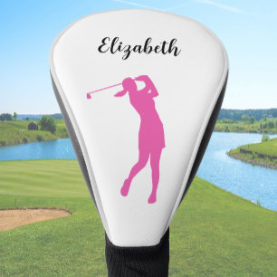 Cute Pink Women Golfer Create Your Own Golf Head Cover