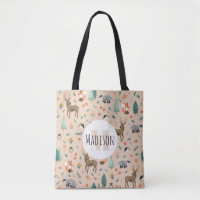 Cute Pink Woodland Animals Monogram Kids