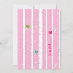Cute Pink Woodland Forest Baby Girl Shower Invitation