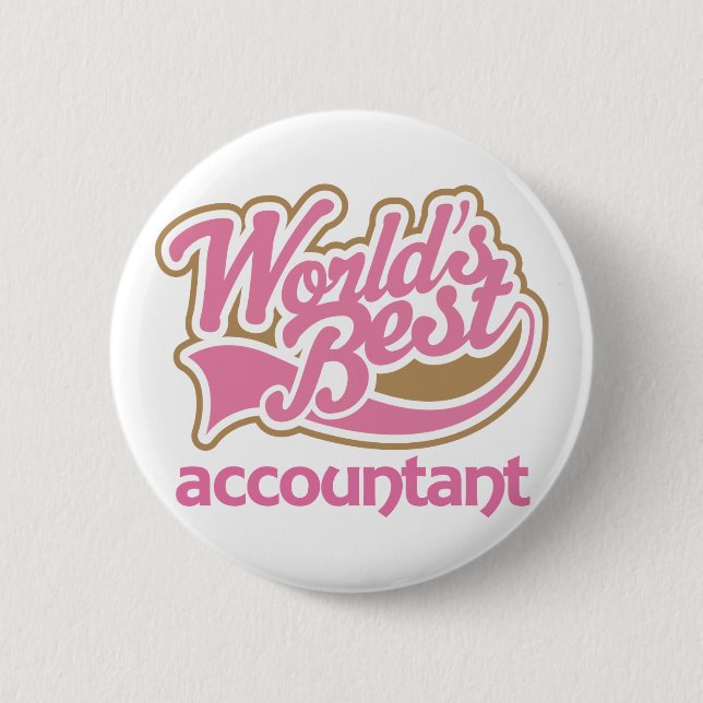 Cute Pink Worlds Best Accountant 6 Cm Round Badge (Front)