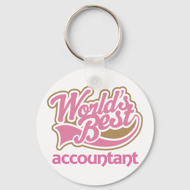 Cute Pink Worlds Best Accountant Key Ring (Front)