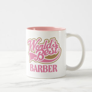 Cute Pink Worlds Best Barber Two-Tone Coffee Mug