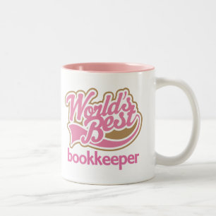 Cute Pink Worlds Best Bookkeeper Two-Tone Coffee Mug