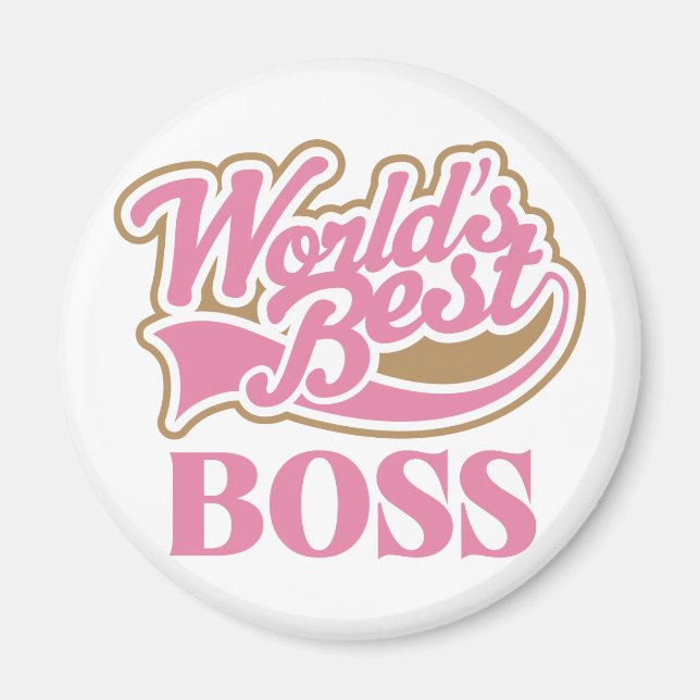Cute Pink Worlds Best Boss Magnet (Front)