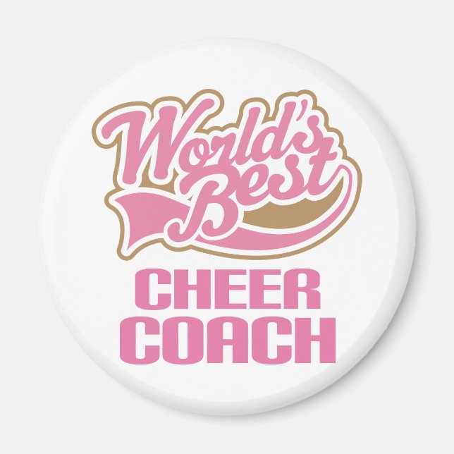 Cute Pink Worlds Best Cheer Coach Magnet (Front)