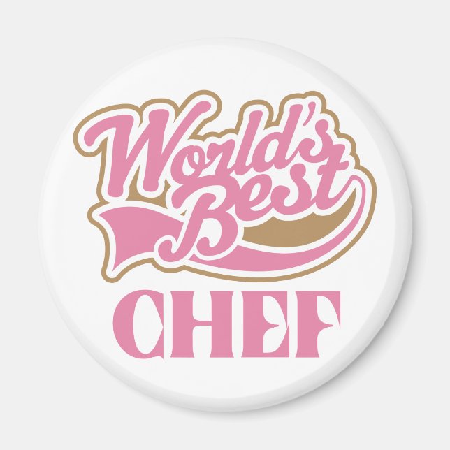 Cute Pink Worlds Best Chef Magnet (Front)