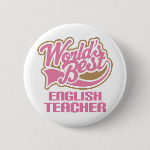 Cute Pink Worlds Best English Teacher 6 Cm Round Badge
