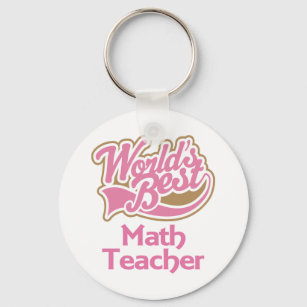 Cute Pink Worlds Best Math Teacher Key Ring