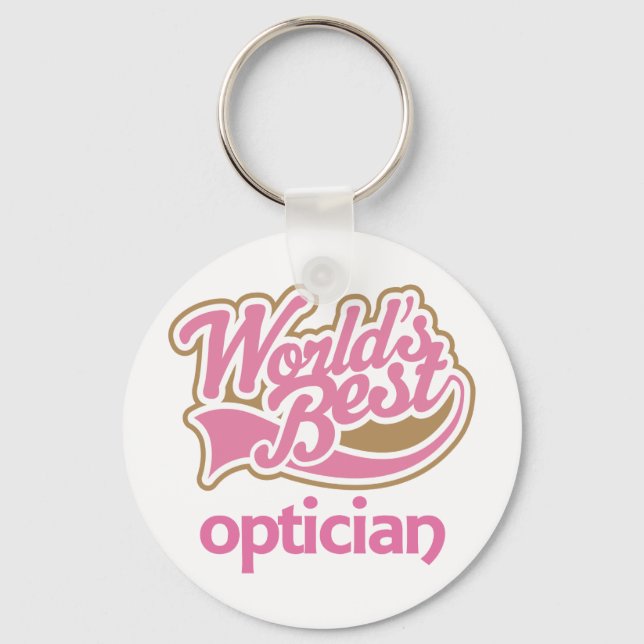 Cute Pink Worlds Best Optician Key Ring (Front)