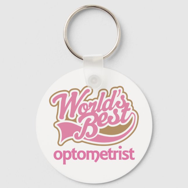 Cute Pink Worlds Best Optometrist Key Ring (Front)