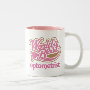 Cute Pink Worlds Best Optometrist Two-Tone Coffee Mug