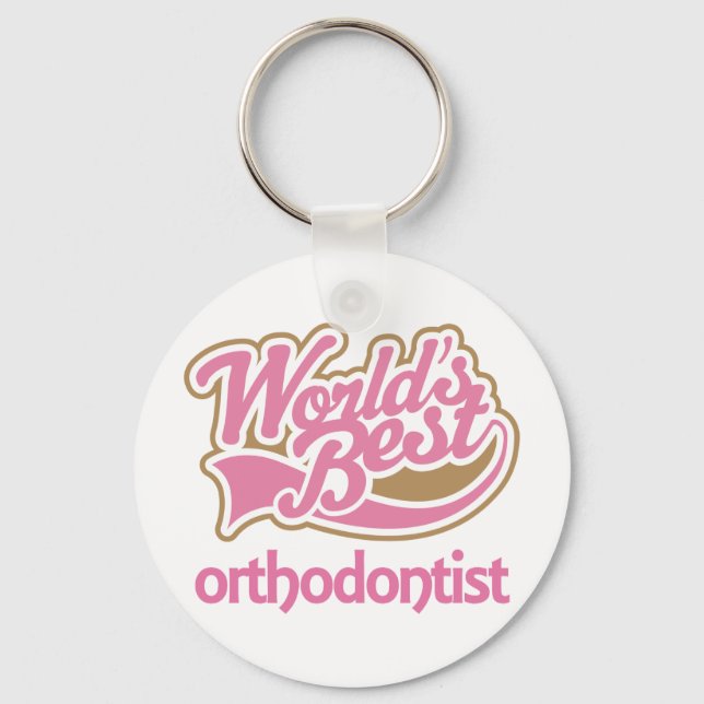 Cute Pink Worlds Best Orthodontist Key Ring (Front)