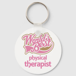 Cute Pink Worlds Best Physical Therapist Key Ring
