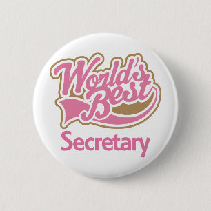 Cute Pink Worlds Best Secretary 6 Cm Round Badge