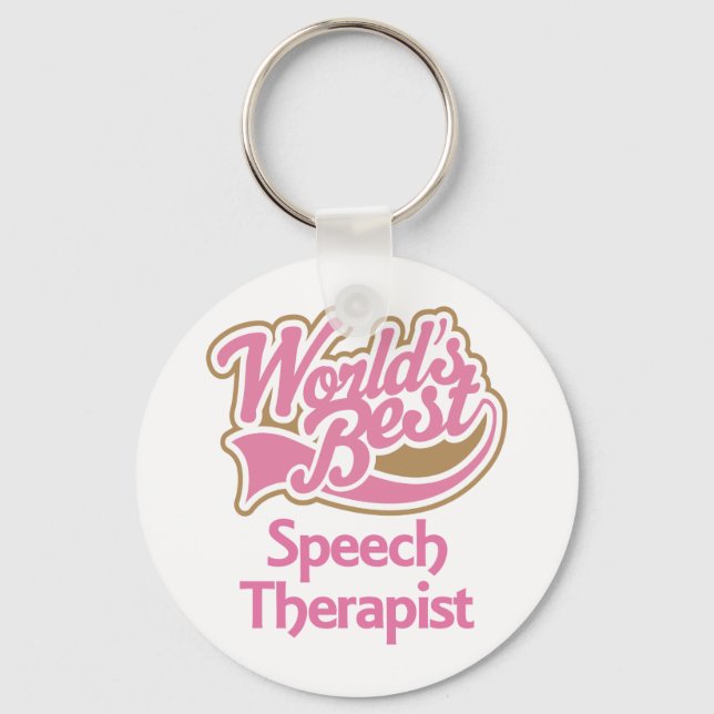 Cute Pink Worlds Best Speech Therapist Key Ring (Front)