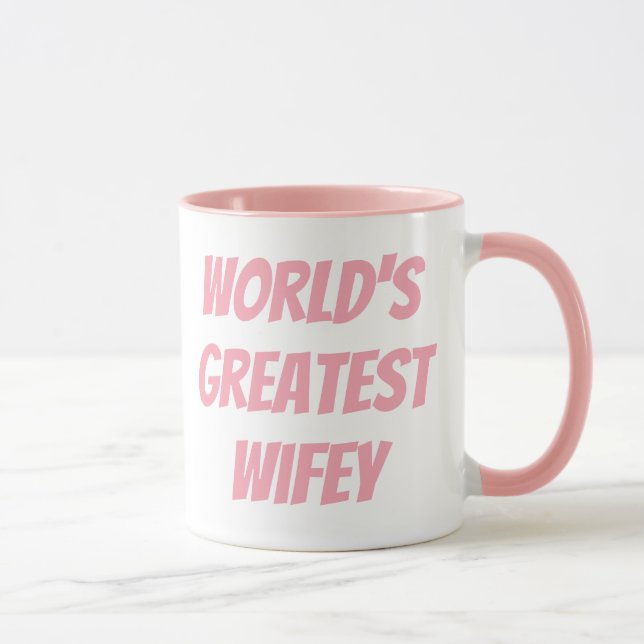 Cute Pink World's Greatest Wifey Saying Mug (Right)