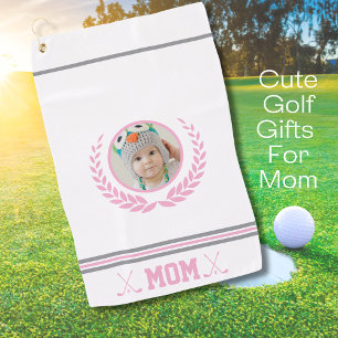 Cute Pink Wreath Photo Mum Golf Towel