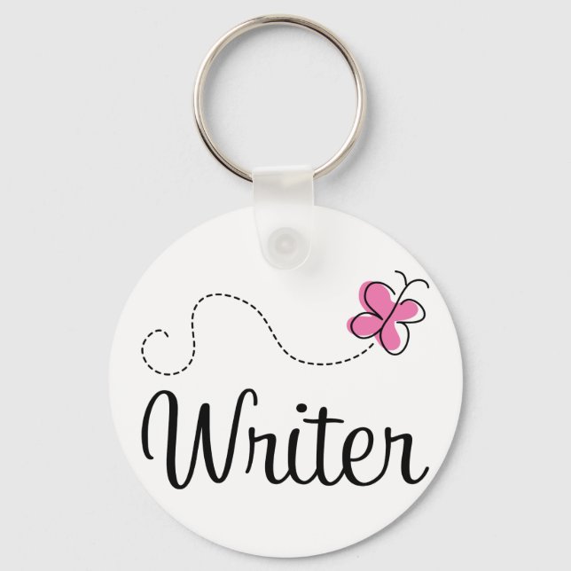 Cute Pink Writer Key Ring (Front)